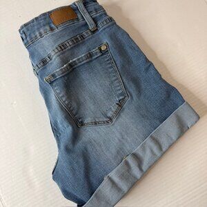 Judy Blue Women's Low Rise Distressed Bermuda Denim Shorts Blue Size M